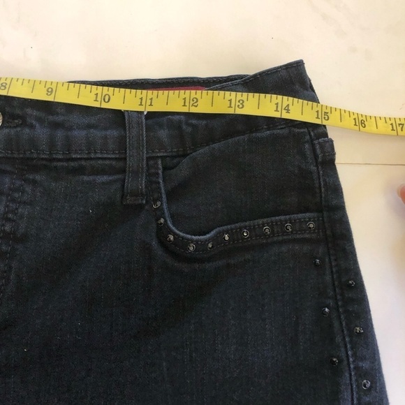 NYDJ Woman’s Denim Tummy Tuck Bootcut Black Rhinestone Jeans Size 14 - Picture 10 of 16